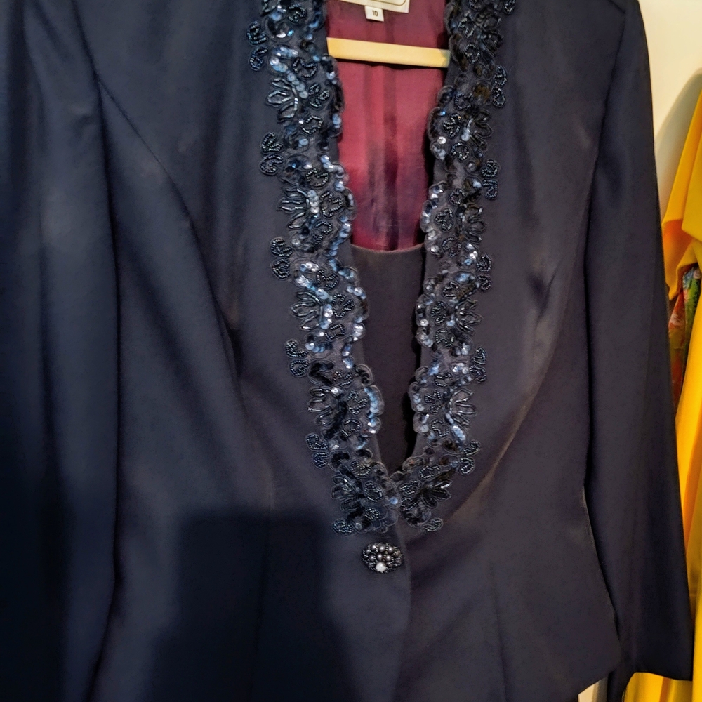 Elegant Navy Embellished Women's Jacket